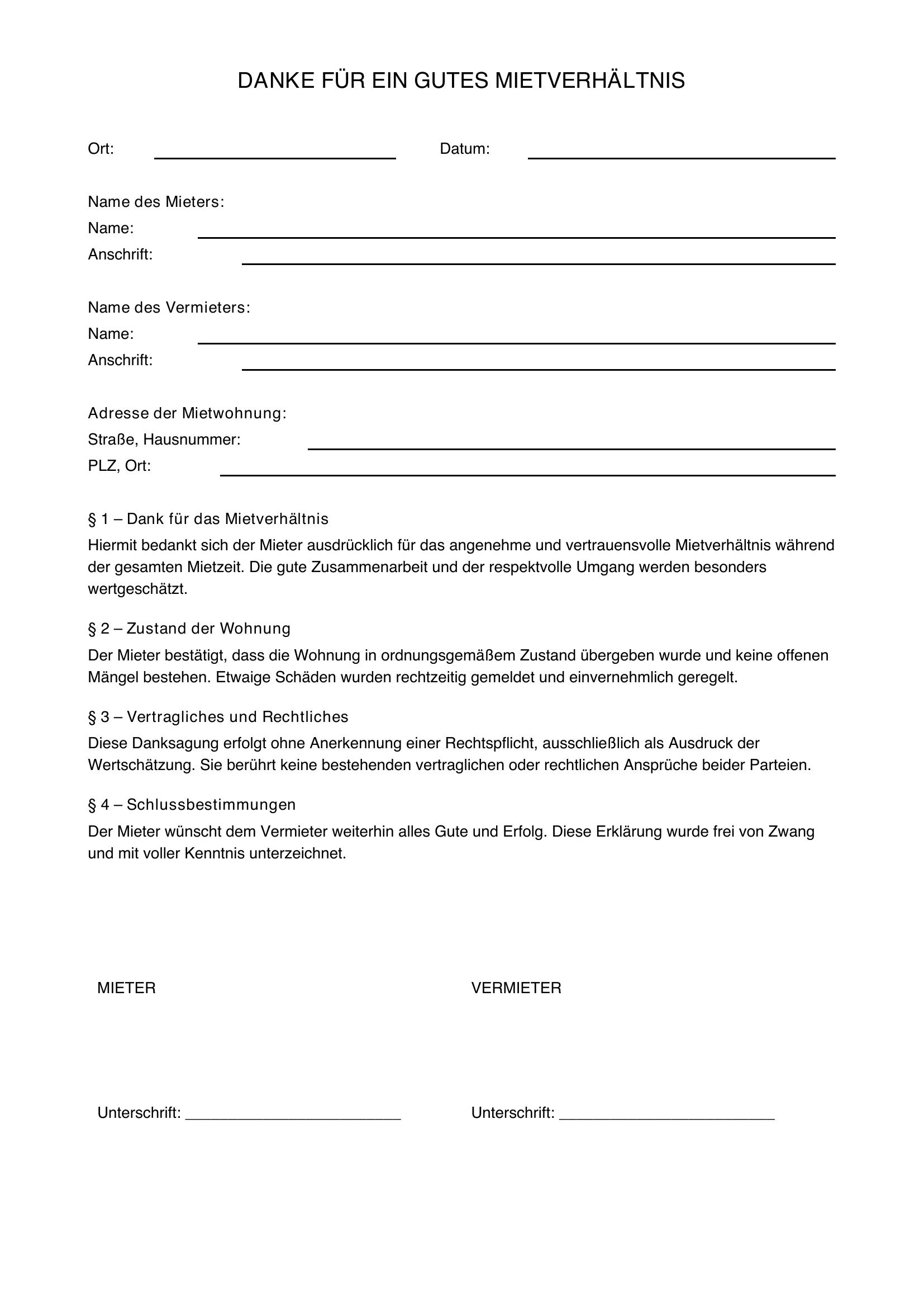 Danke Für Gutes Mietverhältnis, image size:1654x2339